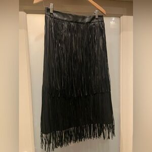 Brand new with tags SFERRA faux leather Black Fringe Skirt